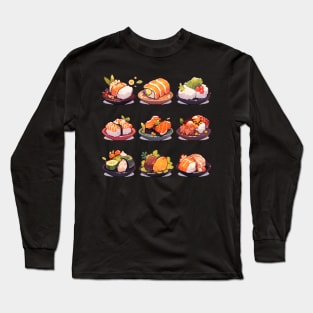 Cute Sushi Anime Food Pixel Art Long Sleeve T-Shirt